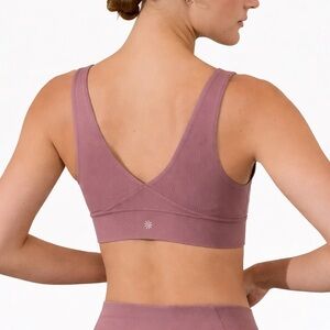 Athleta Breathe Rib Longline Bra Mauve Pink Rose